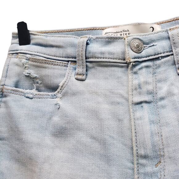 Abercrombie & Fitch High Rise Denim Shorts Light Wash Women's Size 2 Cut Offs - Picture 6 of 15
